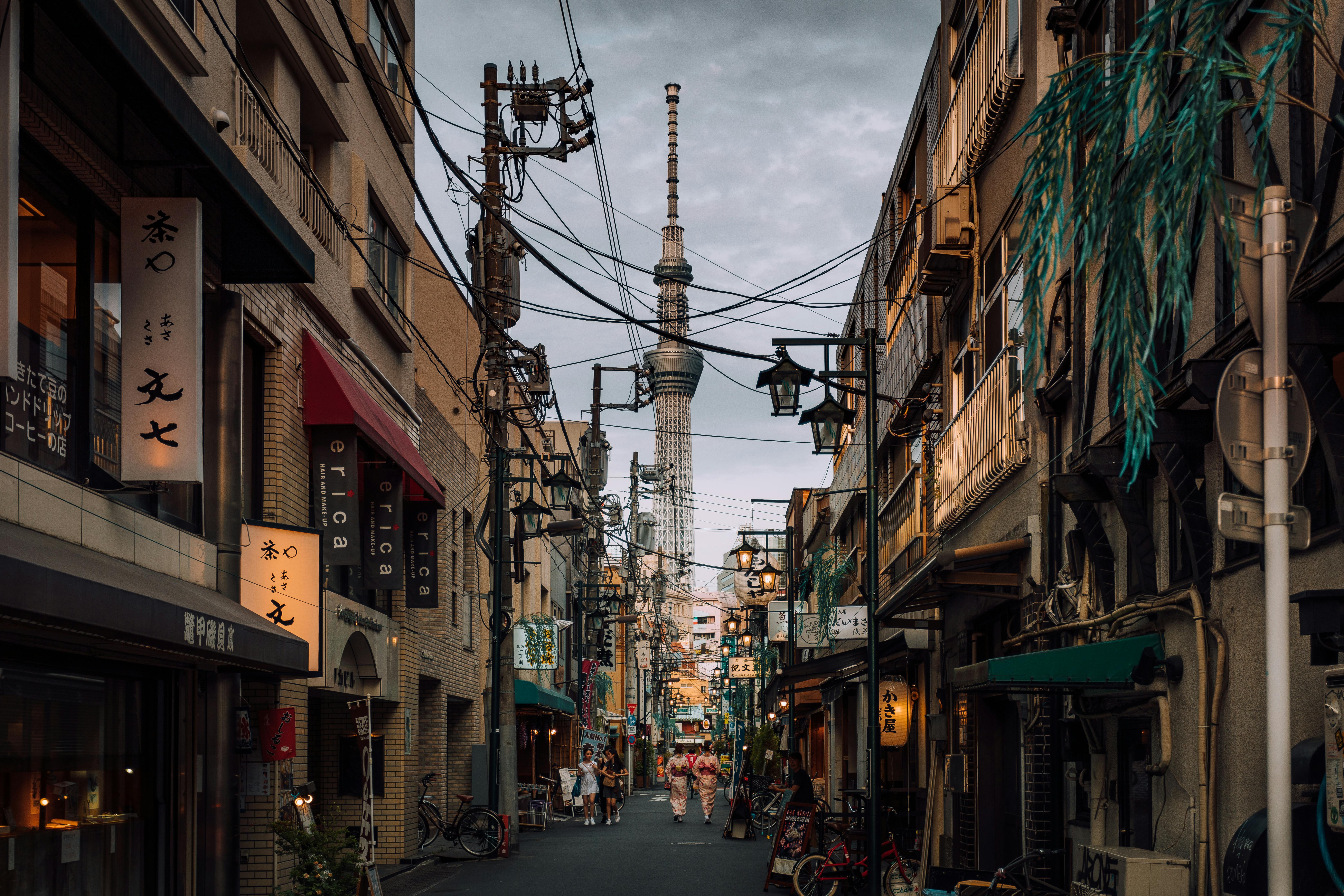 Street Under Cloudy Sky(Tokyo, Japan)