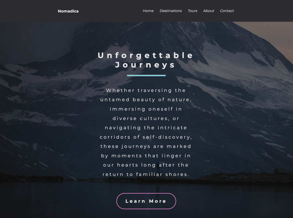 gif file for travel side project called Nomadica